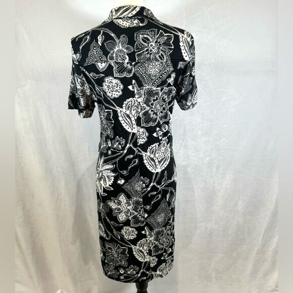 Karen Kane black and white print midi shirt dress size small - Picture 3 of 5